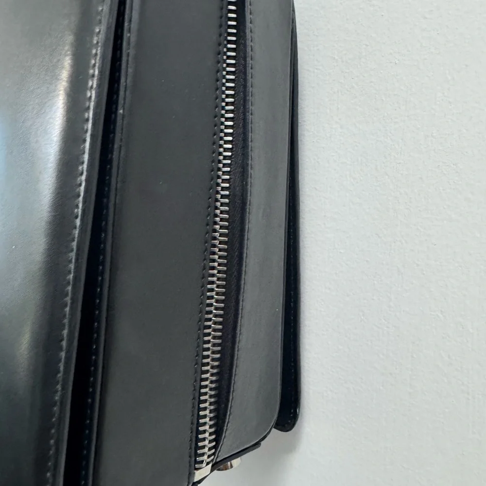 & Other Stories Black Leather Messenger Bag - Picture 8 of 10